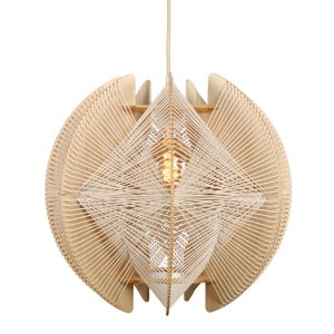 Scandinavische hanglamp naturel hout | touw Ø40 cm