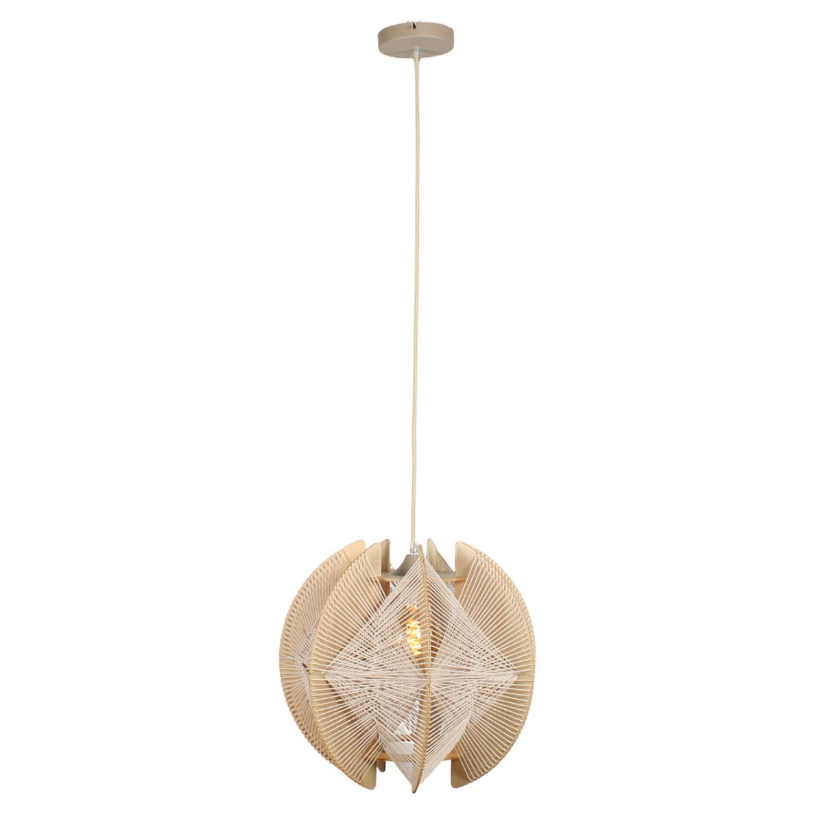Scandinavische hanglamp naturel hout | touw Ø40 cm - Afbeelding 5