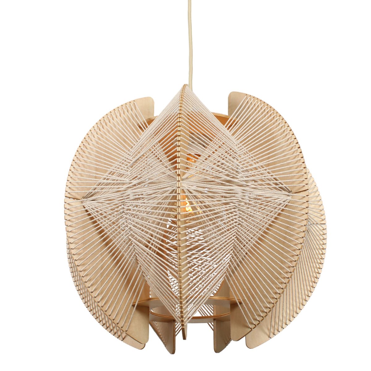 Scandinavische hanglamp naturel hout | touw Ø40 cm - Afbeelding 8