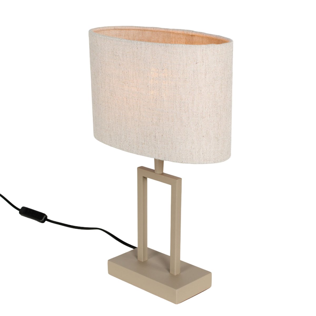 Landelijke tafellamp Monza zand / beige met ovale kap | linnen naturel - Afbeelding 9
