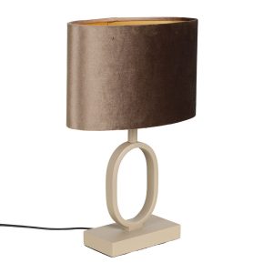 Zand / beige tafellamp Verona small met ovale kap | Earth on gold