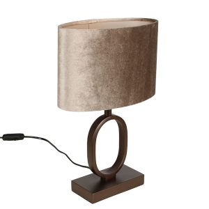 Bruine cacao kleurige tafellamp Verona small met ovale kap | taupe on taupe