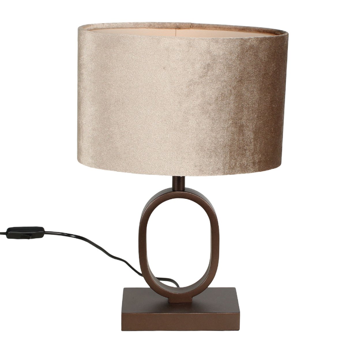 Bruine cacao kleurige tafellamp Verona small met ovale kap | taupe on taupe - Afbeelding 5