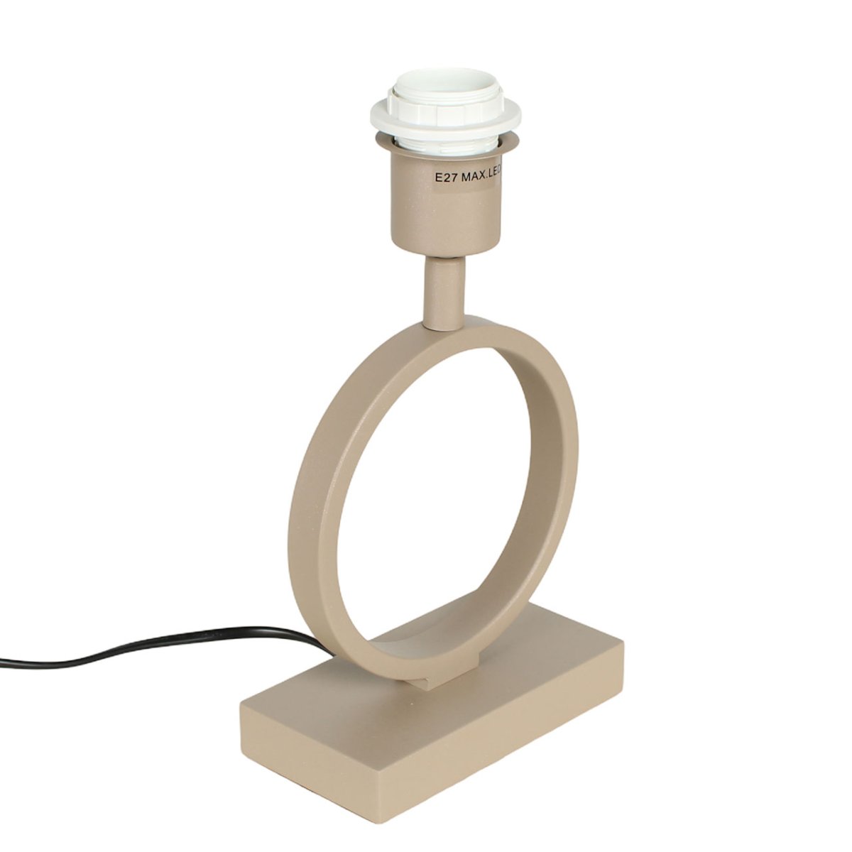Zand / beige kleurige tafellamp Sienna met ovale velvet kap – coffee on gold 25 cm - Afbeelding 9