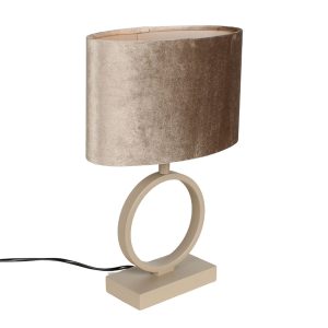 Zand / beige kleurige tafellamp Sienna met ovale kap | taupe on taupe