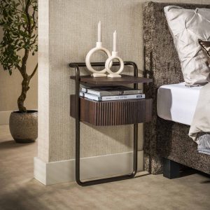 Nachtkastje donker 3D eiken look | modern | compact | lade | sfeervol