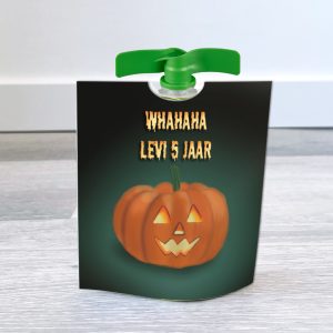 Knijpfruit wikkel – Halloween – Pompoen – Printable