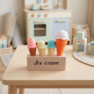 Cone houder voor 4 speelgoed ijsjes – ideaal voor speelhoek & speelkeuken – Printable
