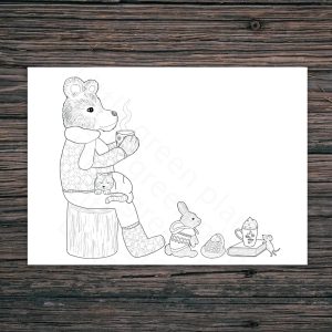 Kleurplaat bosdieren – Gezellig samen – Printable