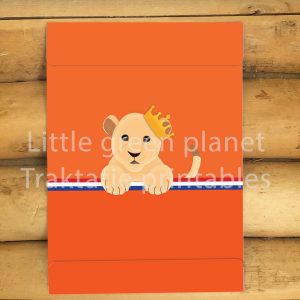 Cadeauzakje Koningsdag – Leeuwtje met kroon – Printable