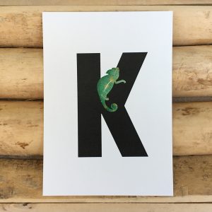 Letterkaartje K van Kameleon