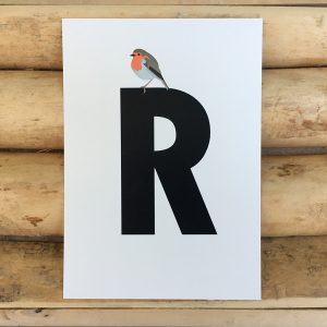 Letterkaartje R van Roodborstje