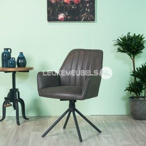 Eetkamerstoel ‘Sofie’ Eco-leder antraciet ( 2 x showmodel )