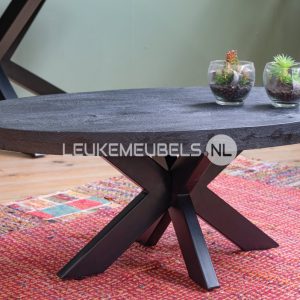 Ovale mangohouten salontafel Emma, zwart