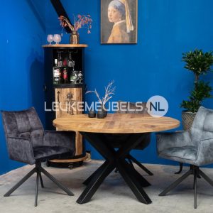 Mangohouten visgraat eettafel Excellent rond