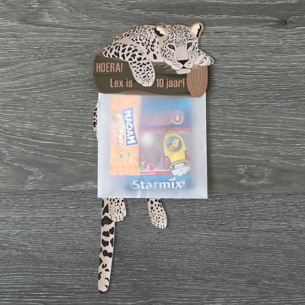 Traktatie label mix – Jungle thema – Luipaard, aapje en olifant – Printable - Afbeelding 5