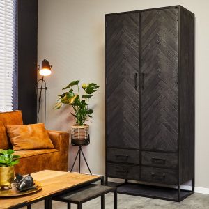 Visgraat kabinet New York, zwart