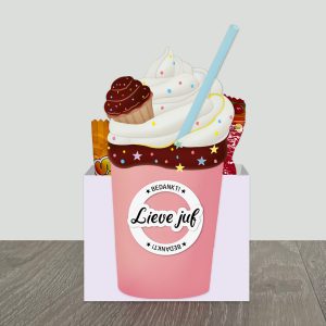 Traktatie doosje milkshake – Bedankt lieve juf – Printable