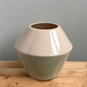 Vaas keramiek, groen/crème