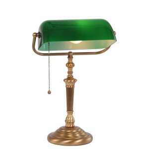 Bankierslamp | Ancilla | E27 grote fitting | klassieke verlichting | brons groen