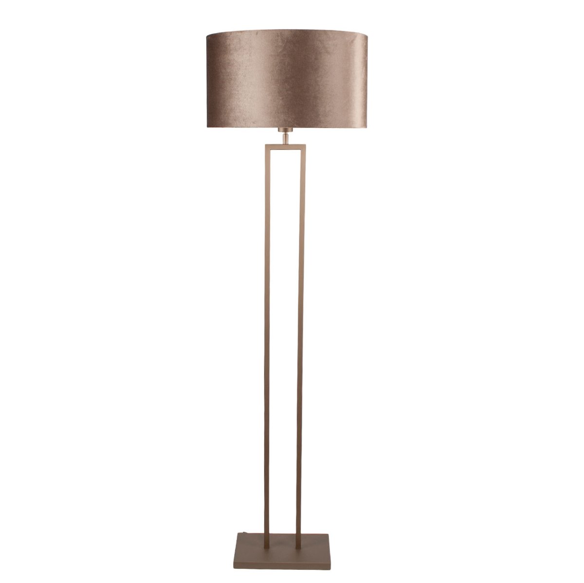 Bronskleurige staande lamp Monza met ovale velvet kap – Earth on gold 45 cm - Afbeelding 7