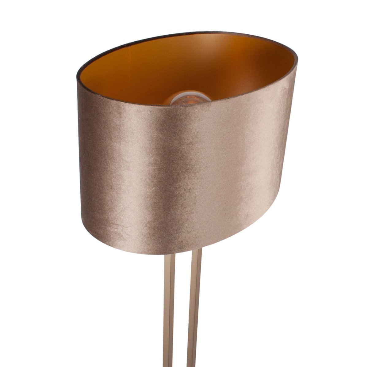 Bronskleurige staande lamp Monza met ovale velvet kap – Earth on gold 45 cm - Afbeelding 6