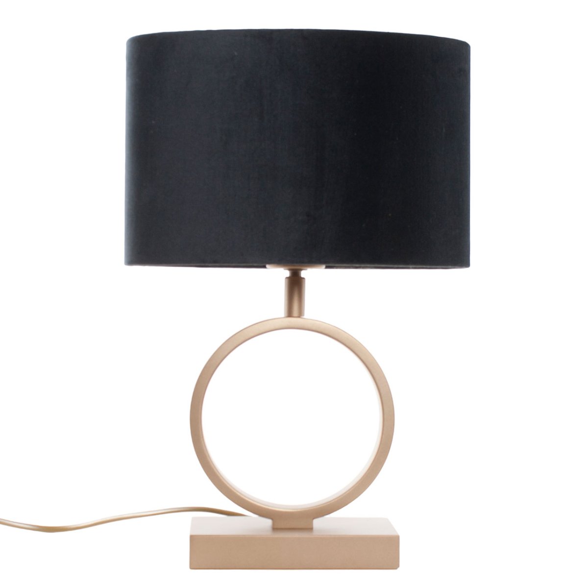 Bronzen tafellamp Sienna klein | Ovale velvet kap – zwart/goud 25 cm - Afbeelding 5
