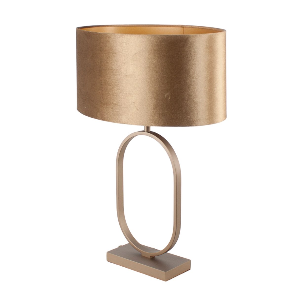 Bronzen tafellamp Verona met ovale velours kap – Coffee on gold 40 cm - Afbeelding 9