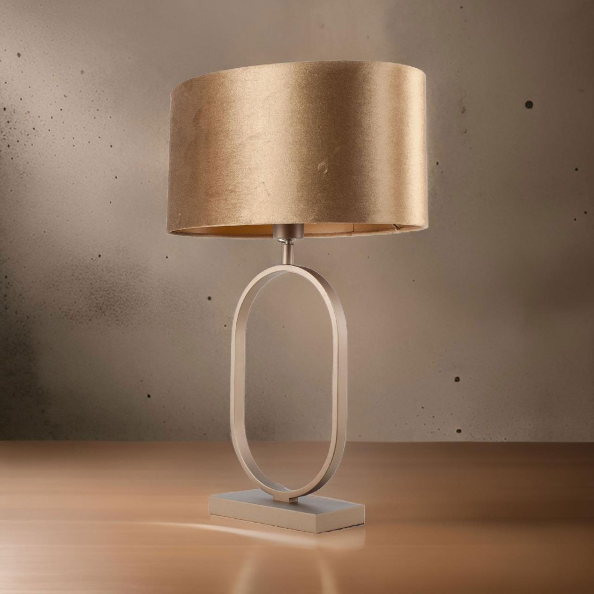 Bronzen tafellamp Verona met ovale velours kap – Coffee on gold 40 cm - Afbeelding 3
