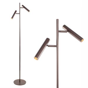 Bruine 2 lichts vloerlamp Pierro | cacao