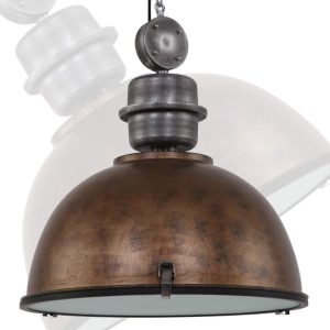 Bruine ronde industriele hanglamp | E27 | met glas