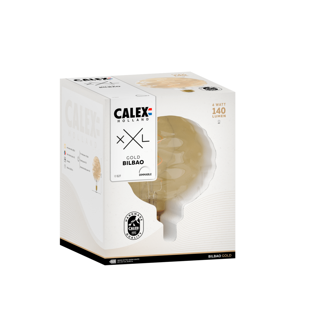 Calex Bilbao goud spiraal filament LED lamp | warm wit licht | dimbaar | E27 fitting - Afbeelding 4