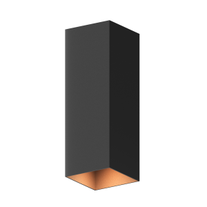 Calex Milan outdoor up and downlight | vierkant | zwart met goud | LED ingebouwd | IP54 spatwaterdicht
