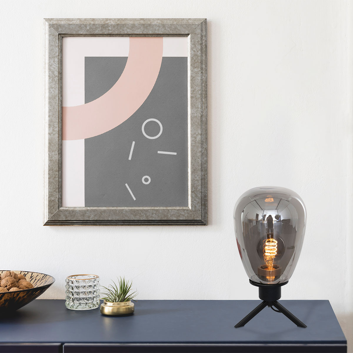 Glazen tafellamp reflexion glas smoke - Afbeelding 3
