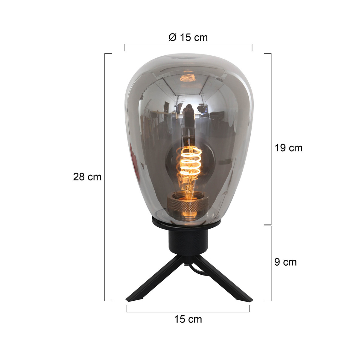 Glazen tafellamp reflexion glas smoke - Afbeelding 4