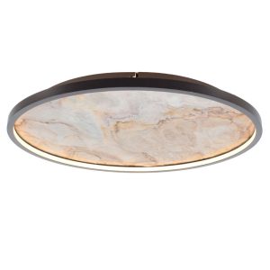 Grote ronde leisteen plafondlamp | natuursteen bruin Ø 61 cm