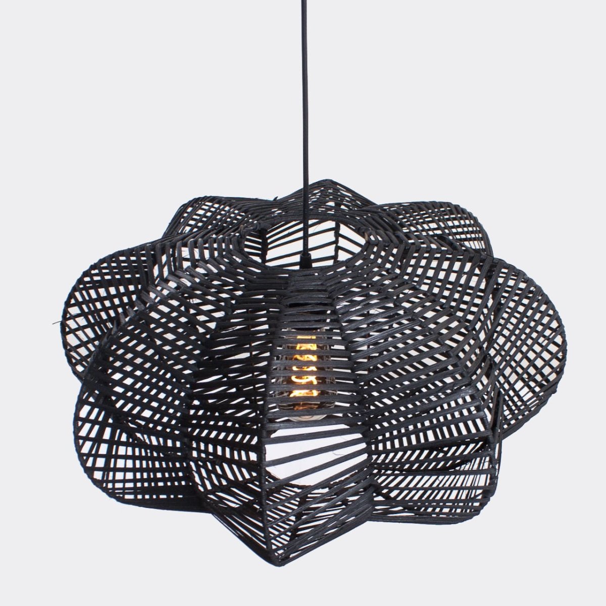 Hanglamp zwart rotan / riet Hauwert 50 cm - Afbeelding 8