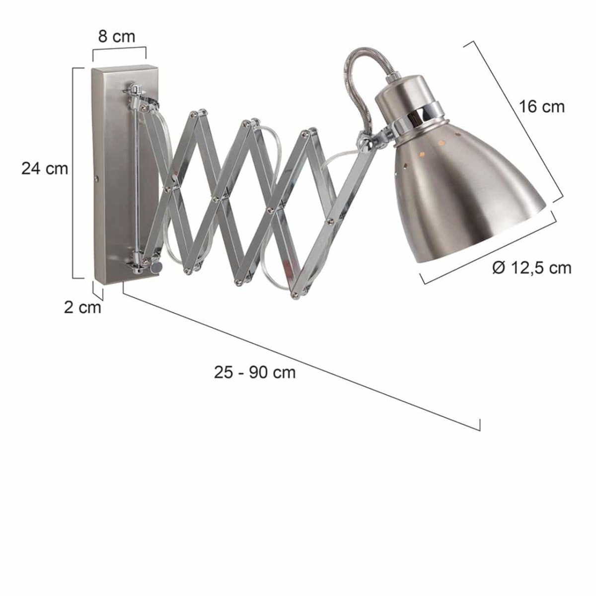 Industriële schaar wandlamp Spring staal - Afbeelding 4