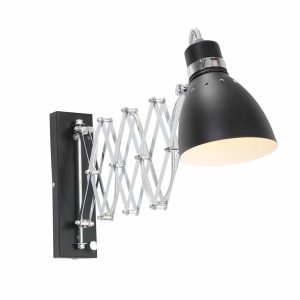 Industriële schaar wandlamp Spring zwart
