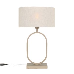 Landelijke beige tafellamp Verona ovaal | Linnen zandkleur kap 40 cm