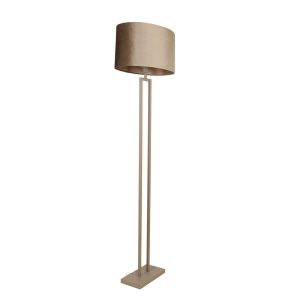 Landelijke beige vloerlamp Monza | Luxe ovale velvet kap – Taupe on Taupe 45 cm