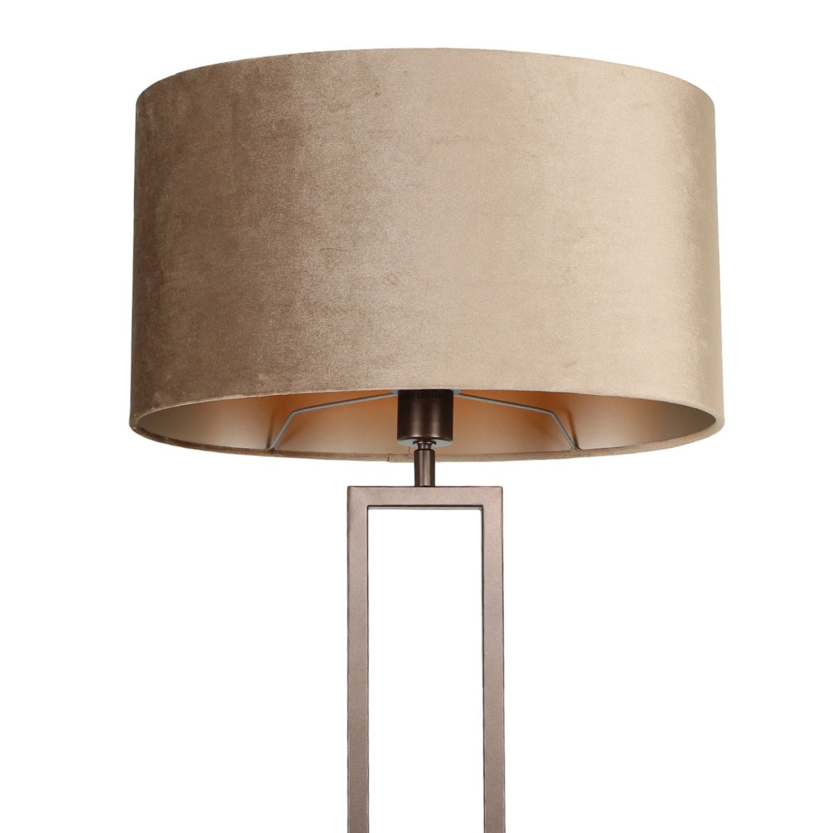 Landelijke cacao vloerlamp Monza | Luxe ovale velvet kap – Taupe on Taupe 45 cm - Afbeelding 8