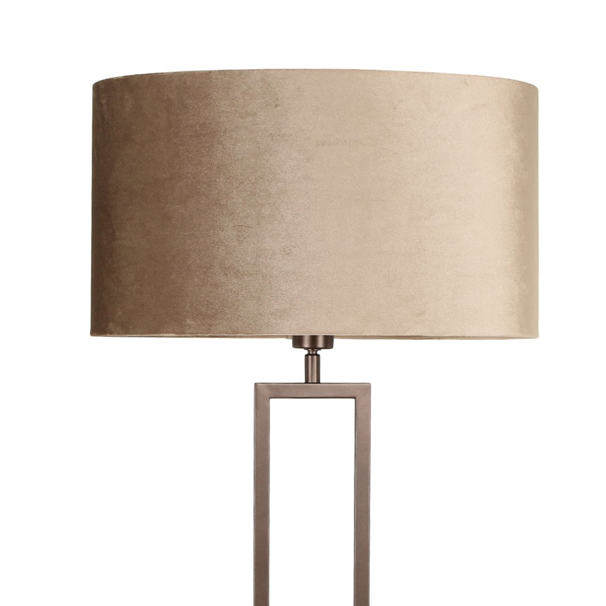 Landelijke cacao vloerlamp Monza | Luxe ovale velvet kap – Taupe on Taupe 45 cm - Afbeelding 7