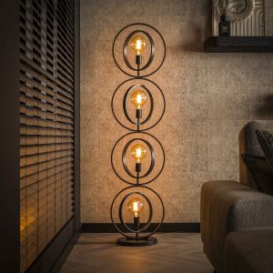 Landelijke vloerlamp Turn Around XL 4-lichts charcoal