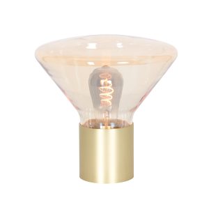 Moderne glazen tafellamp goud | amber