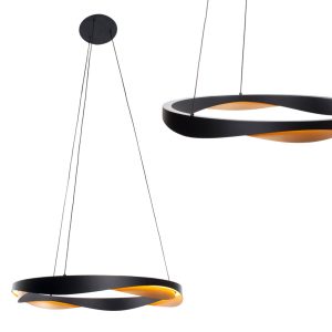 Moderne hanglamp Ascoli rond | diameter 64 cm | zwart-goud | 46W LED dimbaar