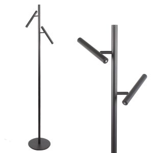 Moderne vloerlamp 2 lichts verstelbaar | zwart