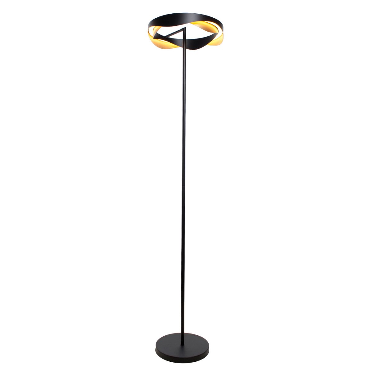 Moderne vloerlamp Ascoli rond | diameter 36 cm | 153 cm hoog | zwart-goud | 25W LED | met snoerdimmer - Afbeelding 5