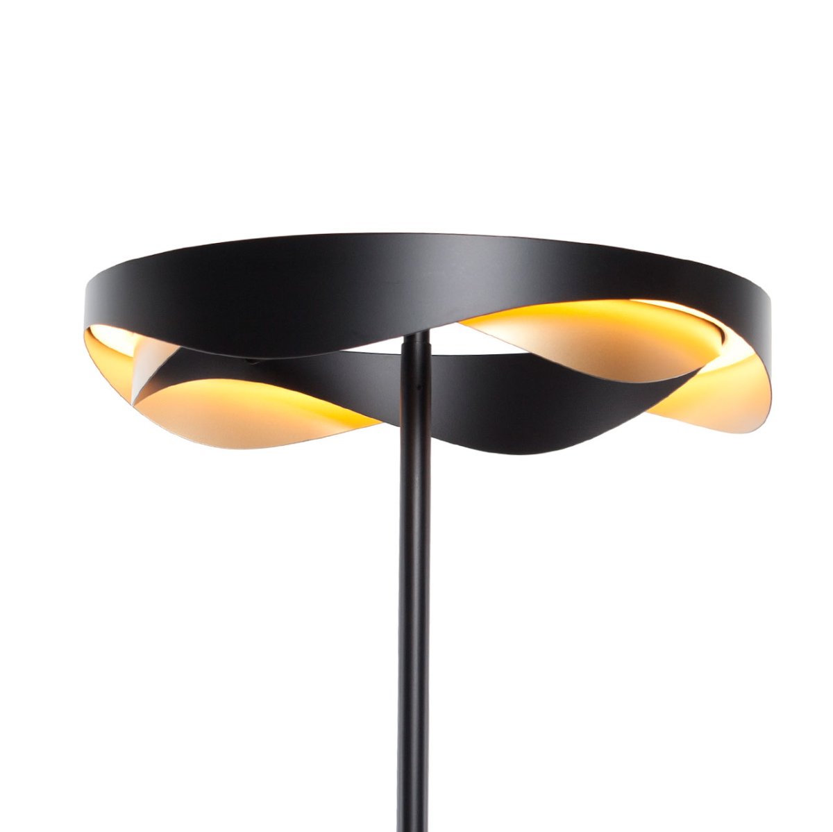 Moderne vloerlamp Ascoli rond | diameter 36 cm | 153 cm hoog | zwart-goud | 25W LED | met snoerdimmer - Afbeelding 6