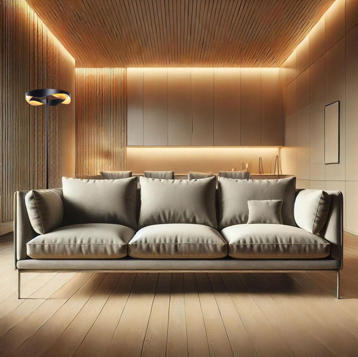 Moderne vloerlamp Ascoli rond | diameter 36 cm | 153 cm hoog | zwart-goud | 25W LED | met snoerdimmer - Afbeelding 3